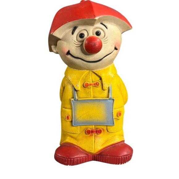 Vintage 1971 Play Pal Plastics Clown Piggy Bank "For A Rainy Day" - Picture 1 of 6